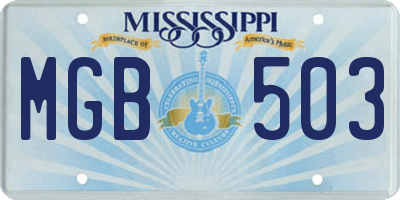 MS license plate MGB503