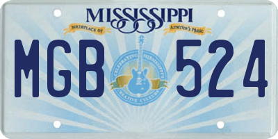 MS license plate MGB524