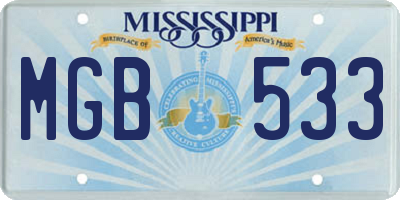 MS license plate MGB533