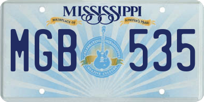 MS license plate MGB535