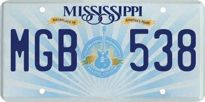 MS license plate MGB538