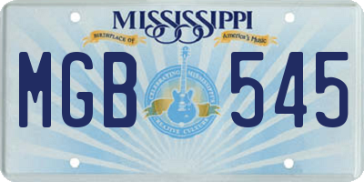 MS license plate MGB545