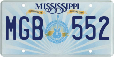 MS license plate MGB552