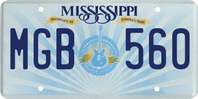 MS license plate MGB560