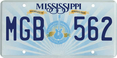 MS license plate MGB562