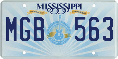 MS license plate MGB563
