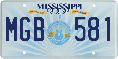 MS license plate MGB581