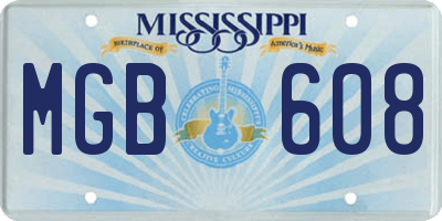 MS license plate MGB608