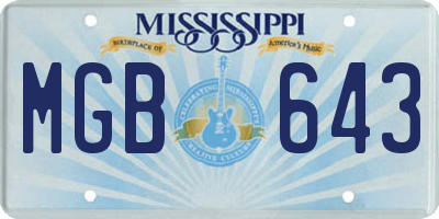 MS license plate MGB643