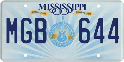 MS license plate MGB644