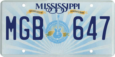 MS license plate MGB647