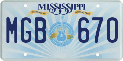 MS license plate MGB670