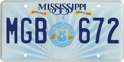 MS license plate MGB672