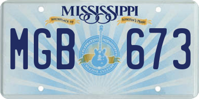 MS license plate MGB673