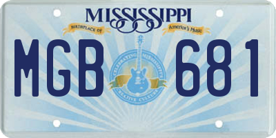MS license plate MGB681