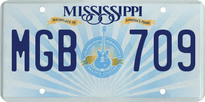 MS license plate MGB709