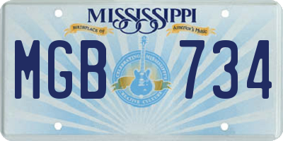 MS license plate MGB734