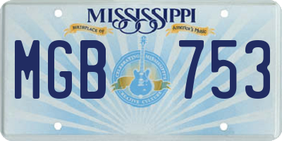 MS license plate MGB753