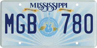 MS license plate MGB780