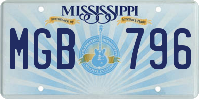 MS license plate MGB796
