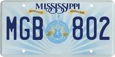 MS license plate MGB802