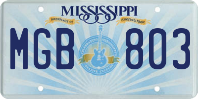 MS license plate MGB803