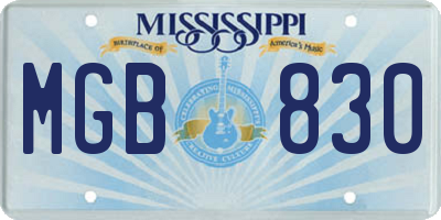 MS license plate MGB830
