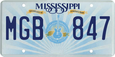 MS license plate MGB847