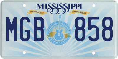 MS license plate MGB858