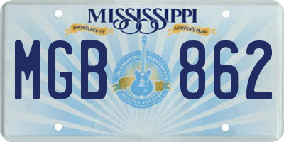 MS license plate MGB862