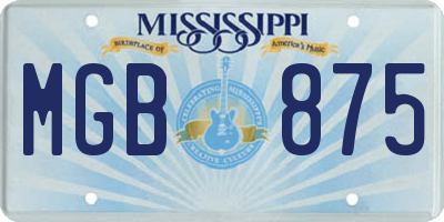 MS license plate MGB875