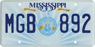 MS license plate MGB892