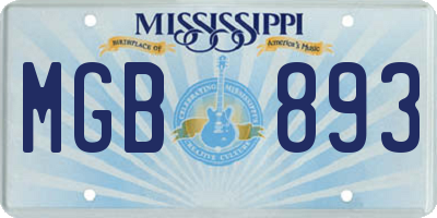 MS license plate MGB893