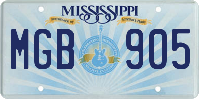 MS license plate MGB905