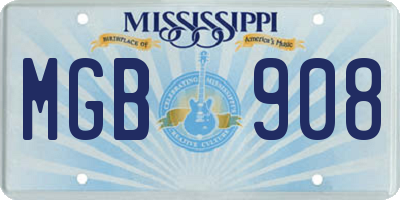 MS license plate MGB908