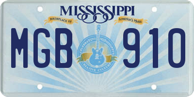MS license plate MGB910