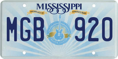 MS license plate MGB920
