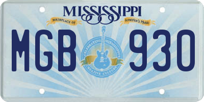 MS license plate MGB930