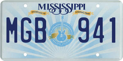 MS license plate MGB941