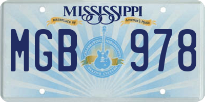 MS license plate MGB978