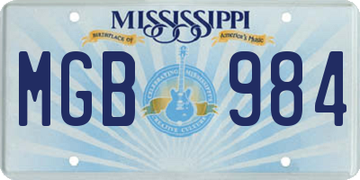 MS license plate MGB984