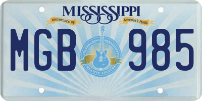 MS license plate MGB985