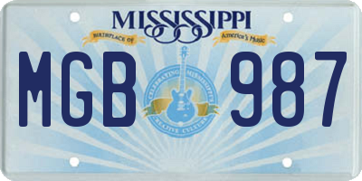 MS license plate MGB987