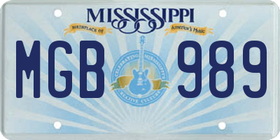 MS license plate MGB989