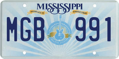 MS license plate MGB991