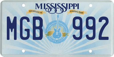 MS license plate MGB992