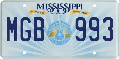 MS license plate MGB993
