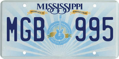 MS license plate MGB995