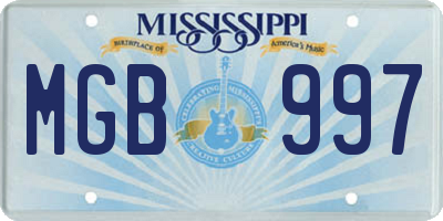MS license plate MGB997