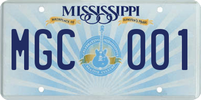 MS license plate MGC001